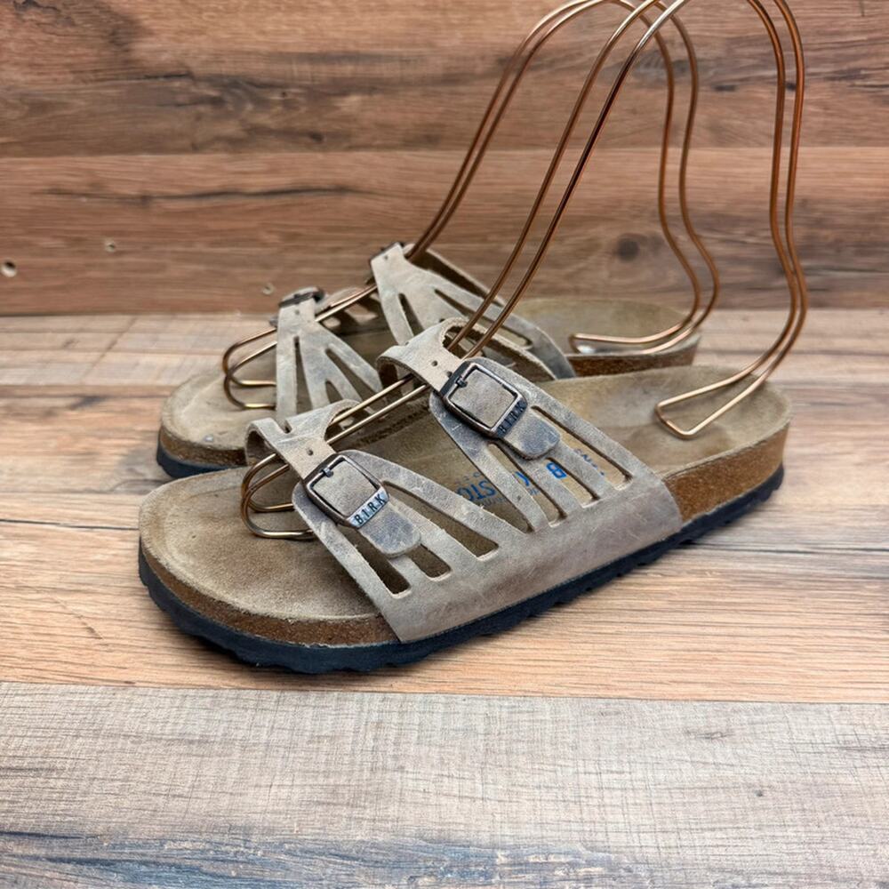 Birkenstock Granada size L6 37 Tobacco beige Leather Soft Footbed Sandals